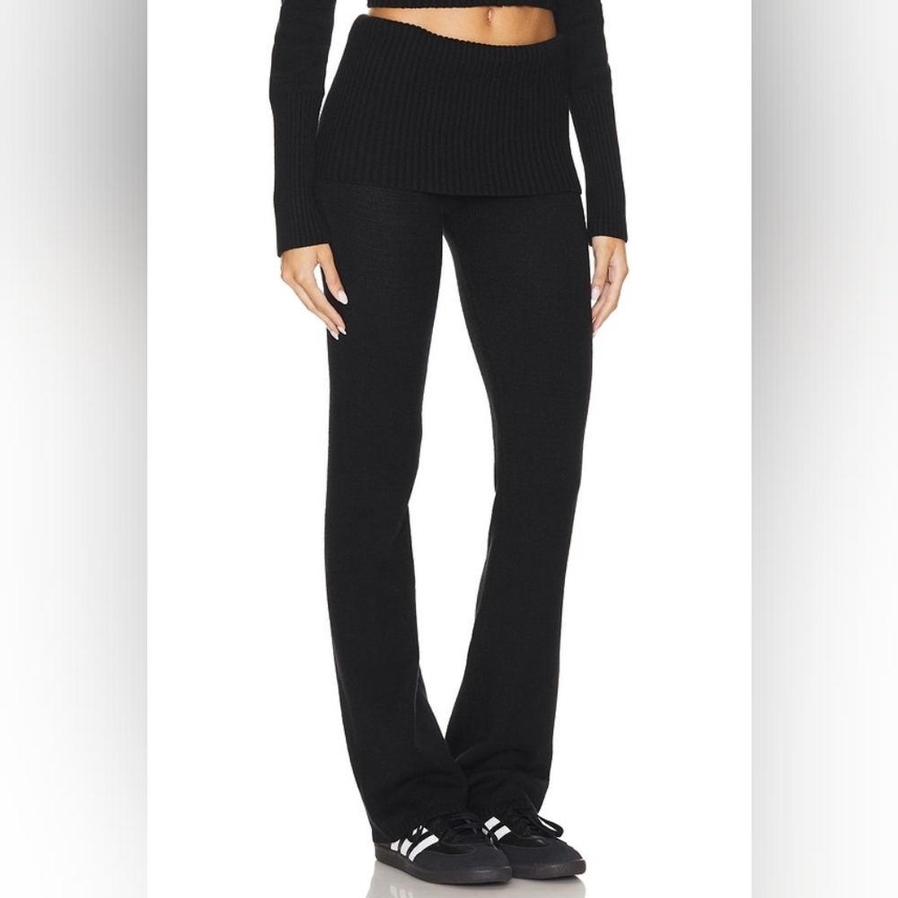 Frankie's Bikini Black Aimee Cable Cloud Knit Hoodie & Fleur Pants Set Small - Picture 6 of 12